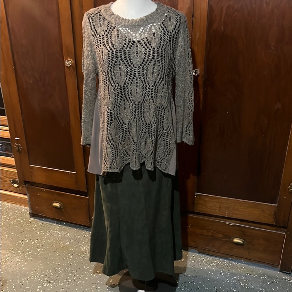 Elegant Crochet Overlay Top and Skirt Set